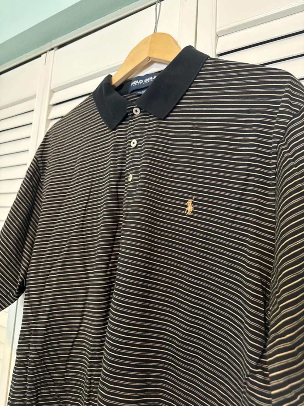 Polo Golf Ralph Lauren Men's Size L Pima Cotton Black Striped Short Sleeves
